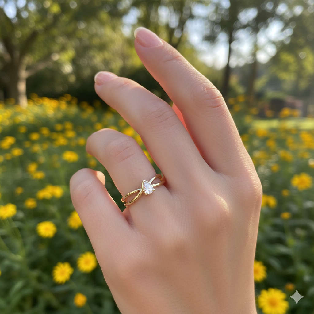 The Pear-Drop Entwine Ring
