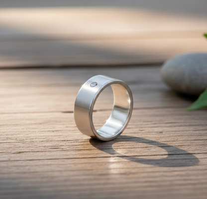 The Brushed Titan Solitaire Band